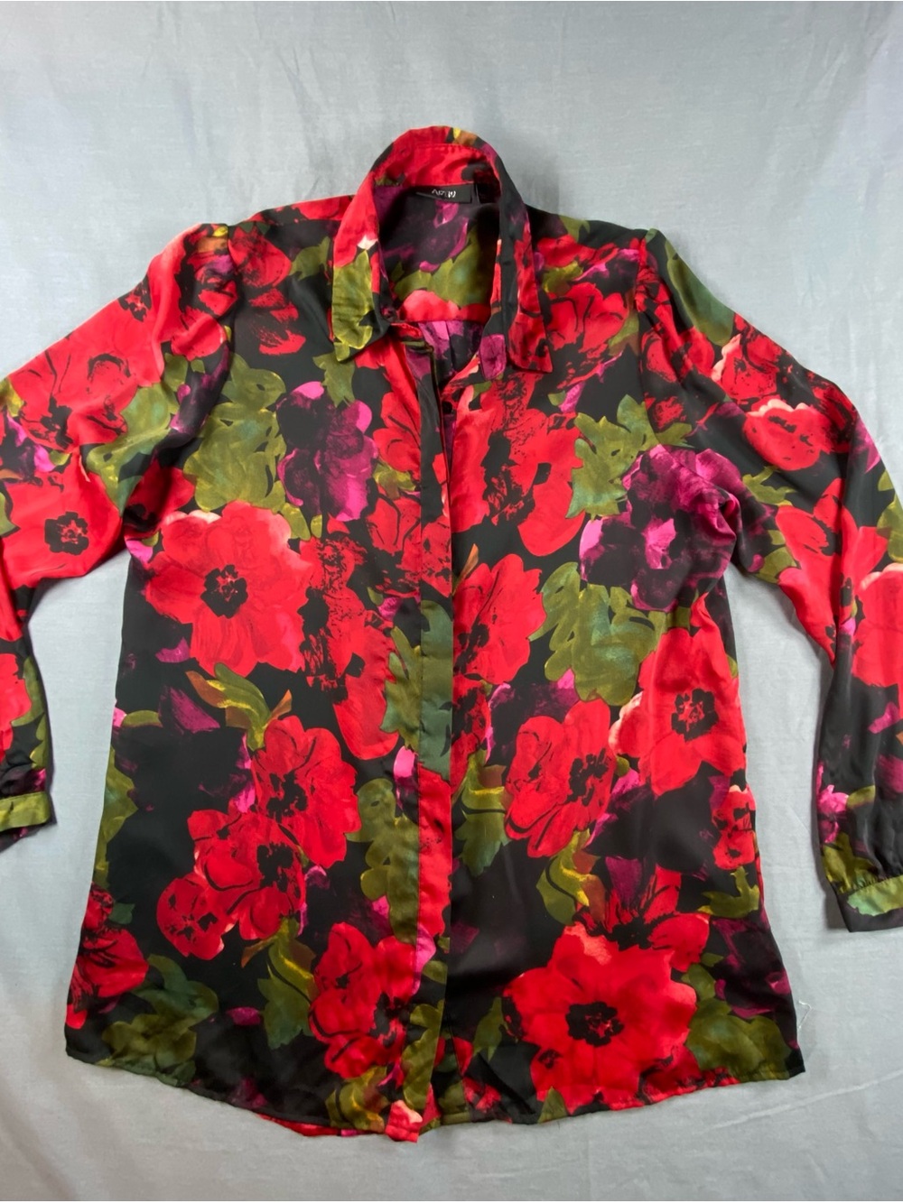 Apt 9 Womens Button Up Floral Blouse Size Large